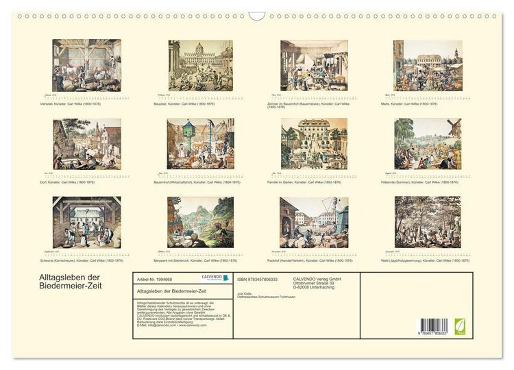Produktbild: Alltagsleben der Biedermeier-Zeit (Wandkalender 2026 DIN A2 quer), CALVENDO Monatskalender