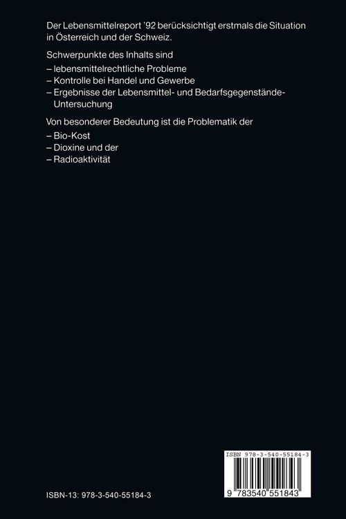 Produktbild: Springer Lebensmittelreport &rsquo;92