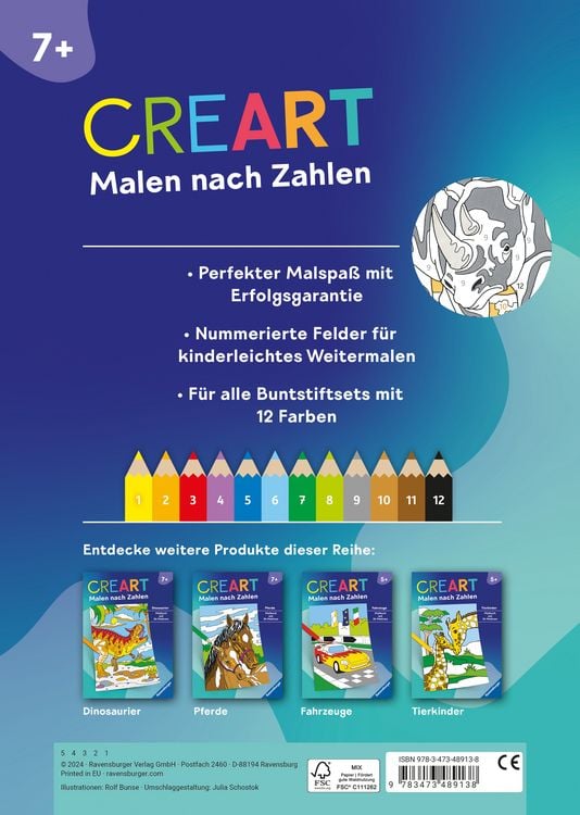 Produktbild: CreArt Malen nach Zahlen ab 7: Gef&auml;hrliche Tiere