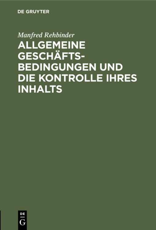 Produktbild: Allgemeine Gesch&auml;ftsbedingungen und die Kontrolle ihres Inhalts