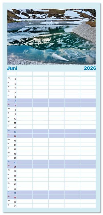 Produktbild: Familienplaner 2026 - Faszination Spiegelung - in der Natur mit 5 Spalten (Wandkalender, 21 x 45 cm) CALVENDO