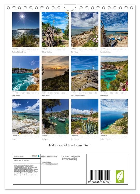Produktbild: Mallorca - wild und romantisch (Wandkalender 2026 DIN A4 hoch), CALVENDO Monatskalender