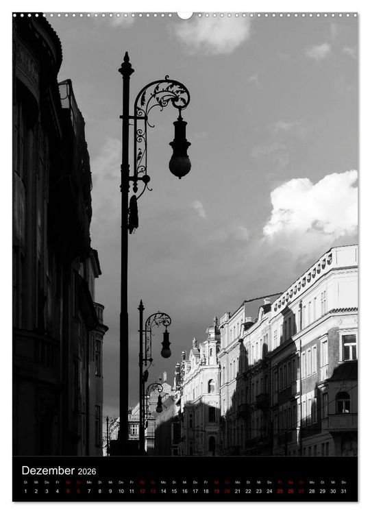Produktbild: Prag - Die goldene Stadt in monochrom (hochwertiger Premium Wandkalender 2026 DIN A2 hoch), Kunstdruck in Hochglanz
