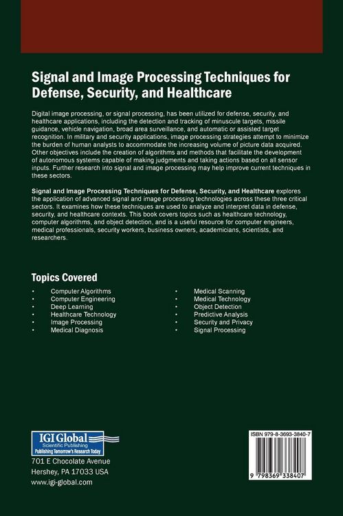 Produktbild: Signal and Image Processing Techniques for Defense, Security, and Healthcare