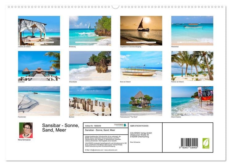 Produktbild: Sansibar - Sonne, Sand, Meer (hochwertiger Premium Wandkalender 2026 DIN A2 quer), Kunstdruck in Hochglanz