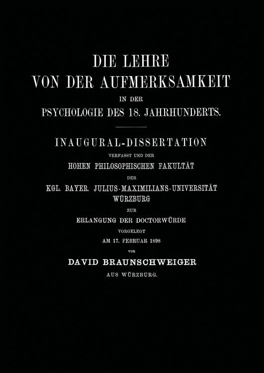 Produktbild: Die Lehre von der Aufmerksamkeit in der Psychologie des 18. Jahrhunderts