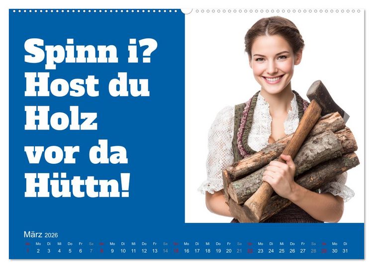 Produktbild: Bayerisch flirten, Gspusi! Bayern Kalender mit Dialekt und Mundart (Wandkalender 2026 DIN A2 quer), CALVENDO Monatskalender