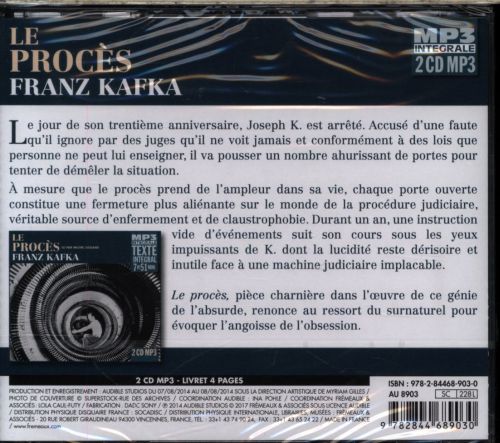 Produktbild: Kafka, F: Proc&egrave;s, Lu Par Michel Dodane (Integrale MP3)