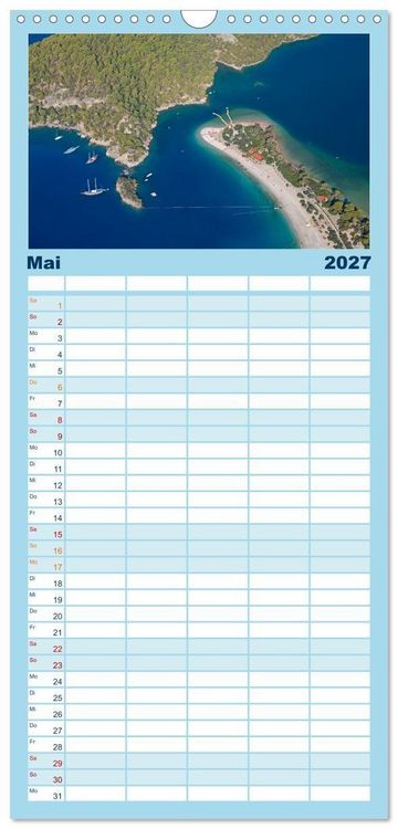 Produktbild: Familienplaner 2027 - Sommer an der T&uuml;rkischen &Auml;g&auml;is mit 5 Spalten (Wandkalender, 21 x 45 cm) CALVENDO