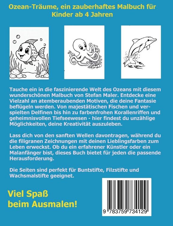 Produktbild: Ozean-Tr&auml;ume, ein zauberhaftes Malbuch f&uuml;r Kinder ab 4 Jahren