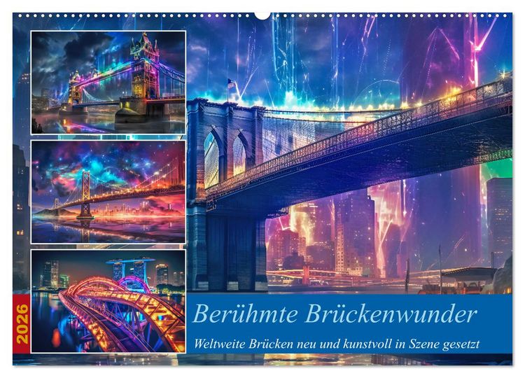 Produktbild: Ber&uuml;hmte Br&uuml;ckenwunder (Wandkalender 2026 DIN A2 quer), CALVENDO Monatskalender