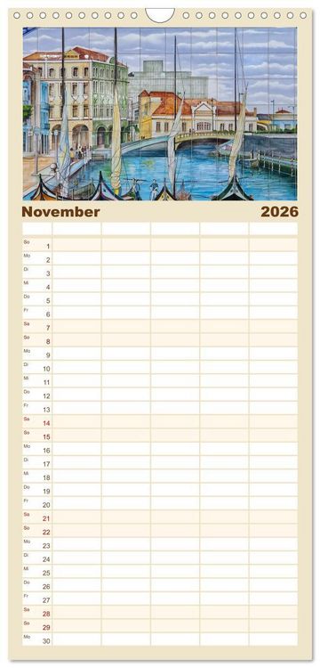 Produktbild: Familienplaner 2026 - Azulejos - Portugals beliebte Kachel Kunst mit 5 Spalten (Wandkalender, 21 x 45 cm) CALVENDO