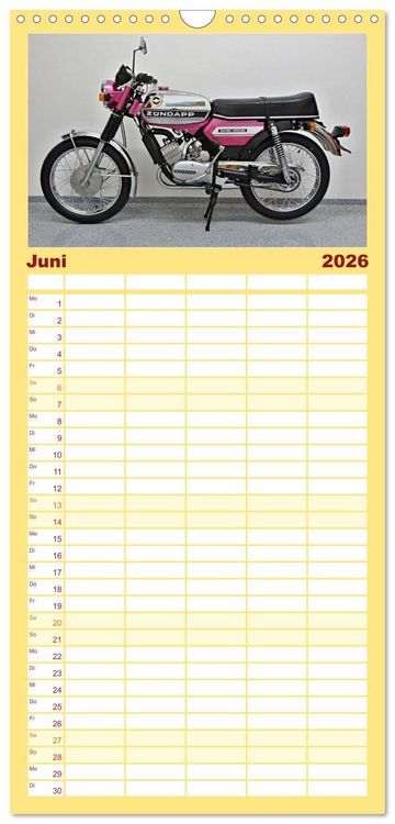 Produktbild: Familienplaner 2026 - Vintage Mopeds mit 5 Spalten (Wandkalender, 21 x 45 cm) CALVENDO