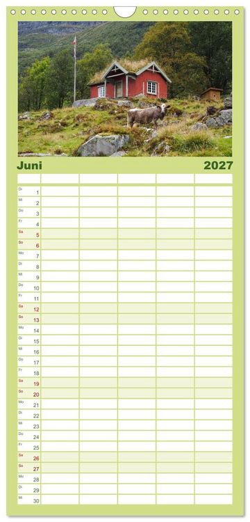Produktbild: Familienplaner 2027 - Spektakul&auml;re Bergwelten Norwegen mit 5 Spalten (Wandkalender, 21 x 45 cm) CALVENDO