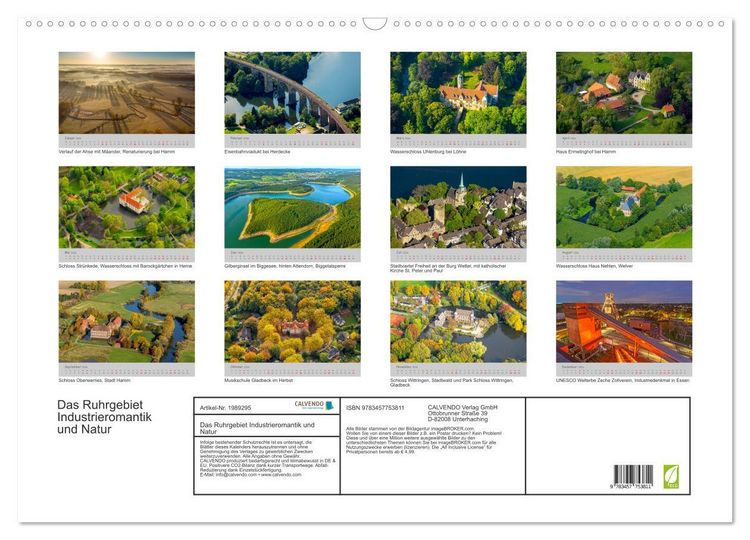 Produktbild: Das Ruhrgebiet Industrieromantik und Natur (Wandkalender 2026 DIN A2 quer), CALVENDO Monatskalender
