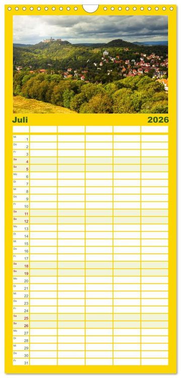 Produktbild: Familienplaner 2026 - Wartburgstadt Eisenach - Reise durch das sch&ouml;ne Th&uuml;ringen mit 5 Spalten (Wandkalender, 21 x 45 cm) CALVENDO