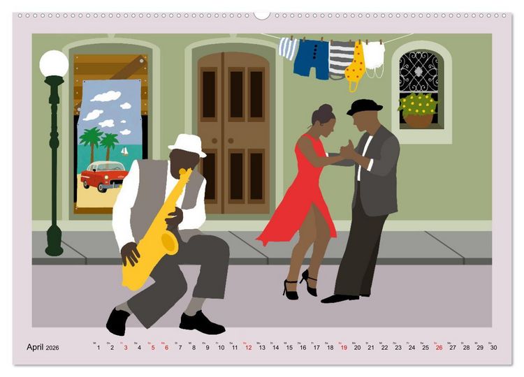 Produktbild: Kuba - Musik Tanz Rhythmus (hochwertiger Premium Wandkalender 2026 DIN A2 quer), Kunstdruck in Hochglanz