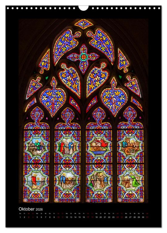 Produktbild: Kirchenfenster - Sakrale Glaskunst (Wandkalender 2026 DIN A3 hoch), CALVENDO Monatskalender