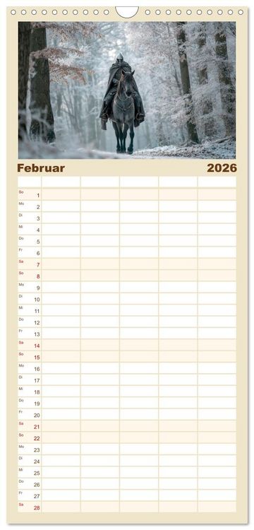 Produktbild: Familienplaner 2026 - Ritter - Legenden aus Stahl und Ehre mit 5 Spalten (Wandkalender, 21 x 45 cm) CALVENDO