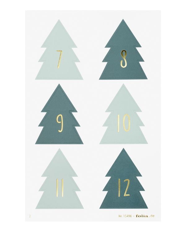Produktbild: FOLIA Bastelartikel Adventskalendersticker CHRISTMAS TREE, 4 Blatt in 9x14cm
