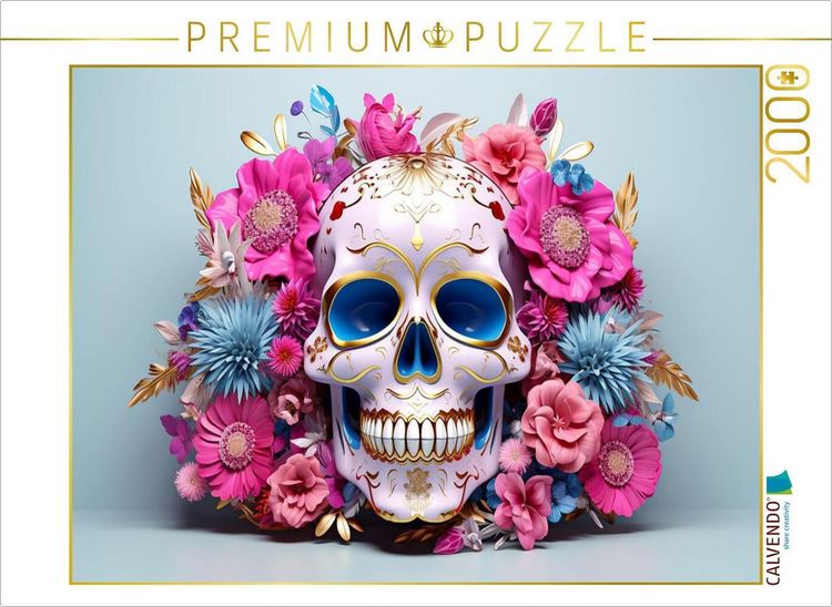 Produktbild: CALVENDO Puzzle Ein Motiv aus dem Kalender Skull Flower - Totenkopf ART | 2000 Teile Lege-Gr&ouml;&szlig;e 90x67cm Foto-Puzzle f&uuml;r gl&uuml;ckliche Stunden