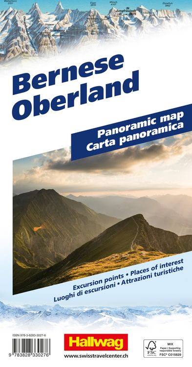 Produktbild: Hallwag Panoramakarte Berner Oberland
