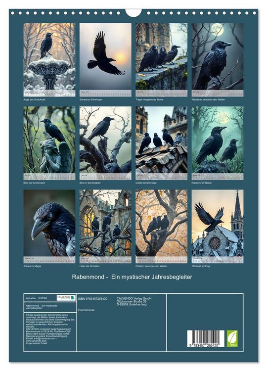 Produktbild: Rabenmond - Ein mystischer Jahresbegleiter (Wandkalender 2026 DIN A3 hoch), CALVENDO Monatskalender