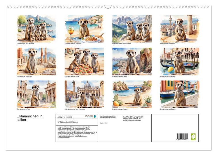 Produktbild: Erdm&auml;nnchen in Italien (Wandkalender 2026 DIN A2 quer), CALVENDO Monatskalender