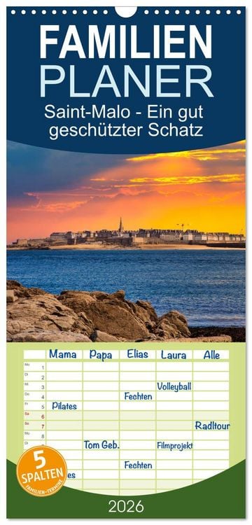 Produktbild: Familienplaner 2026 - Saint-Malo - Ein gut gesch&uuml;tzter Schatz mit 5 Spalten (Wandkalender, 21 x 45 cm) CALVENDO