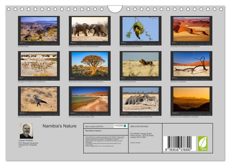 Produktbild: Namibia's Nature (Wall Calendar 2026 DIN A4 landscape), CALVENDO 12 Month Wall Calendar