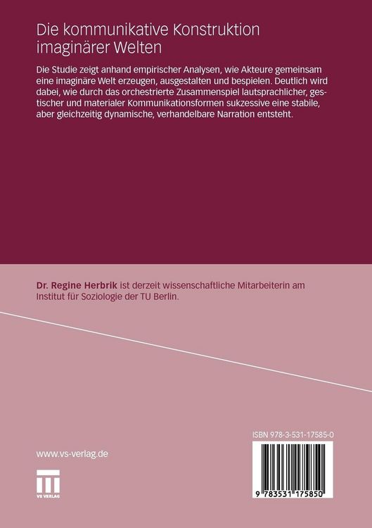 Produktbild: Die kommunikative Konstruktion imagin&auml;rer Welten