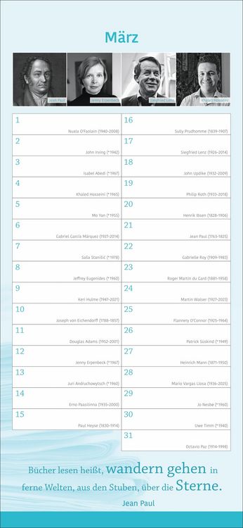 Produktbild: Der literarische Geburtstagskalender - Mit Geburtstagskindern und Zitaten