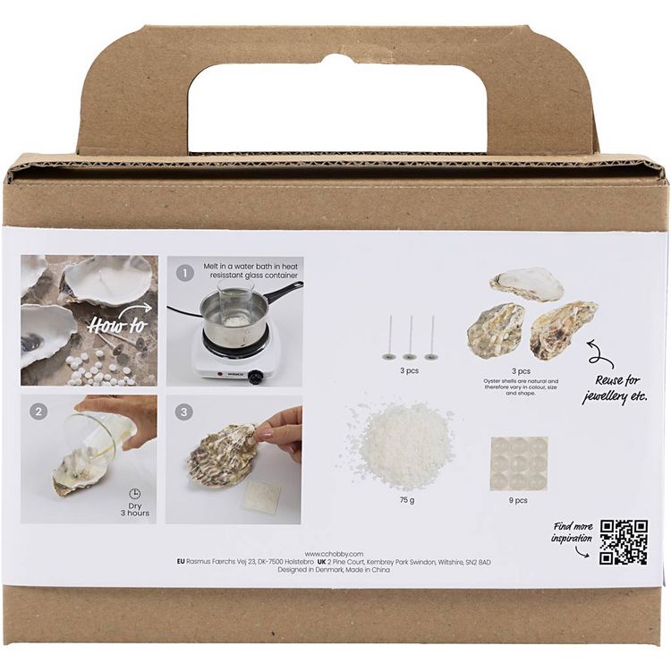 Produktbild: Creativ Company Mini Kreativ Set Kerzengie&szlig;en, Sojawachskerzen in Austernschalen, Creme