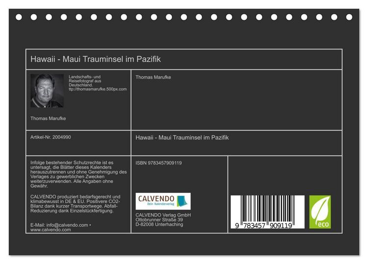 Produktbild: Hawaii - Maui Trauminsel im Pazifik (Tischkalender 2026 DIN A5 quer), CALVENDO Monatskalender