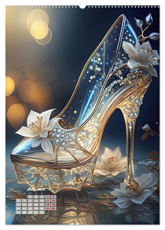 Produktbild: Gl&auml;serne Schuhe - M&auml;rchenhafte Pumps voller funkelnder Tr&auml;ume (hochwertiger Premium Wandkalender 2026 DIN A2 hoch), Kunstdruck in Hochglanz