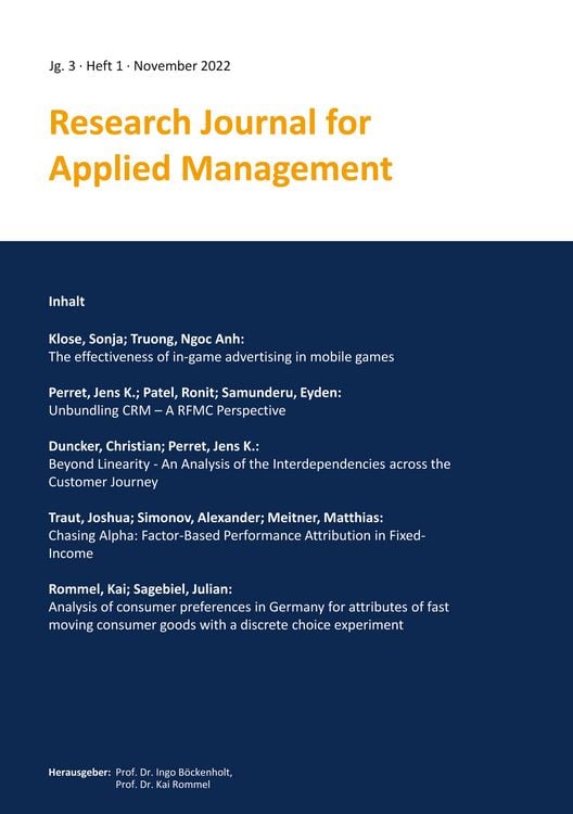 Produktbild: Research Journal for Applied Management - Jg. 3, Heft 1
