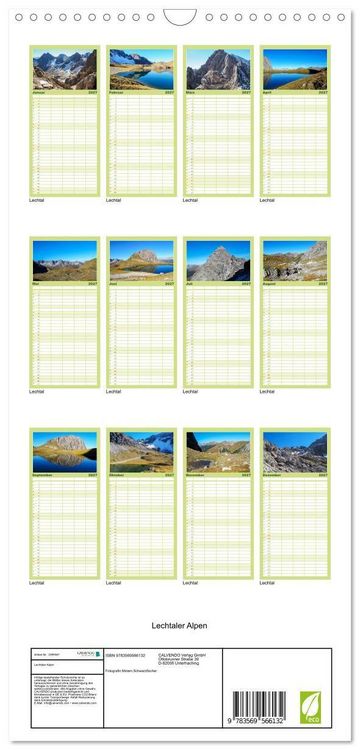 Produktbild: Familienplaner 2027 - Lechtaler Alpen mit 5 Spalten (Wandkalender, 21 x 45 cm) CALVENDO