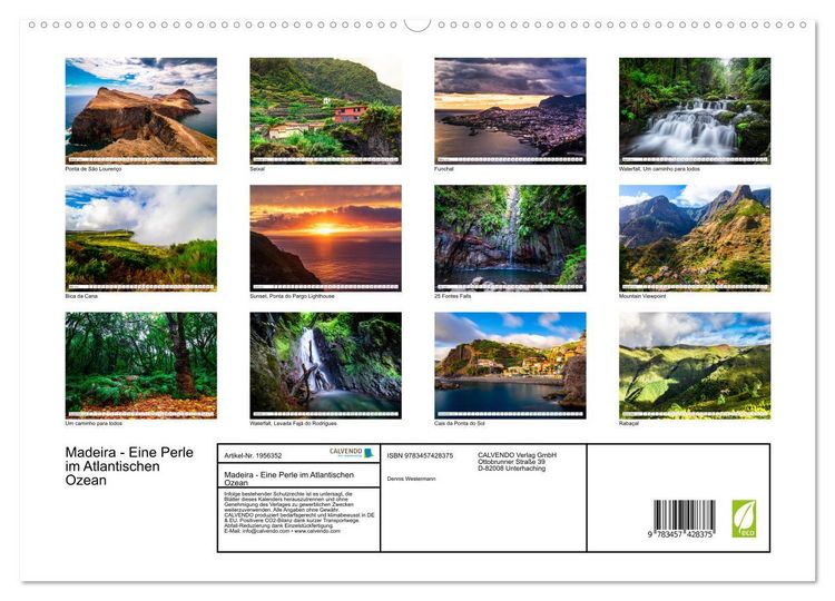 Produktbild: Madeira - Eine Perle im Atlantischen Ozean (hochwertiger Premium Wandkalender 2026 DIN A2 quer), Kunstdruck in Hochglanz