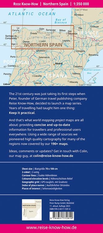 Reise Know-How Landkarte Spanien Nord mit Jakobsweg / Northern Spain and Way of St. James (1:350.000)