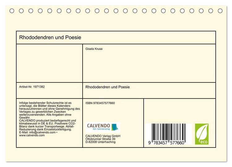 Produktbild: Rhododendren und Poesie (Tischkalender 2026 DIN A5 quer), CALVENDO Monatskalender