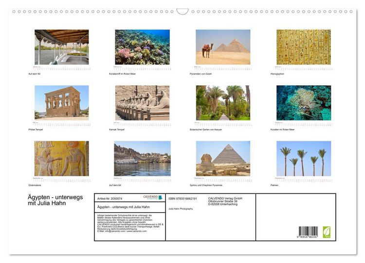 Produktbild: &Auml;gypten - unterwegs mit Julia Hahn (Wandkalender 2026 DIN A2 quer), CALVENDO Monatskalender