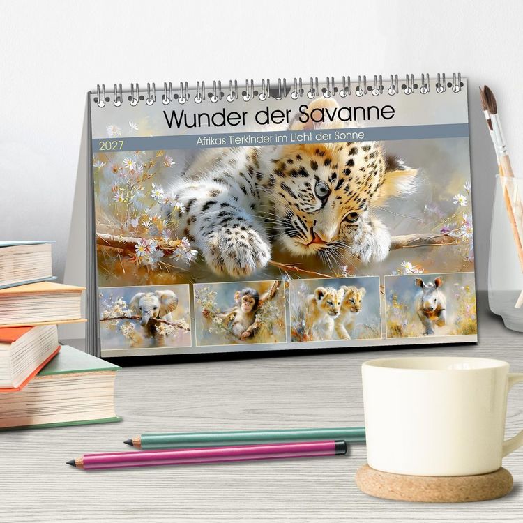 Produktbild: Wunder der Savanne. Afrikas Tierkinder im Licht der Sonne (Tischkalender 2027 DIN A5 quer), CALVENDO Monatskalender