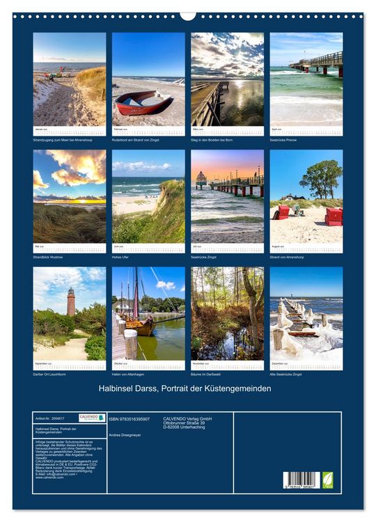 Produktbild: Halbinsel Darss, Portrait der K&uuml;stengemeinden (Wandkalender 2026 DIN A2 hoch), CALVENDO Monatskalender