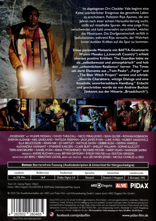 Produktbild: Passenger / Die komplette 6-teilige Mystery-Crime-Miniserie [2 DVDs]