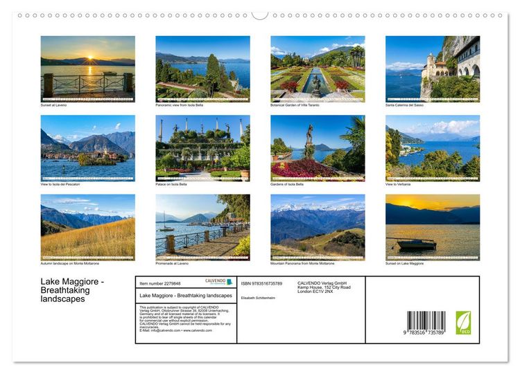 Produktbild: Lake Maggiore - Breathtaking landscapes (High Quality Premium Wall Calendar 2026 DIN A2 landscape),CALVENDO 12 Month Wall Calendar