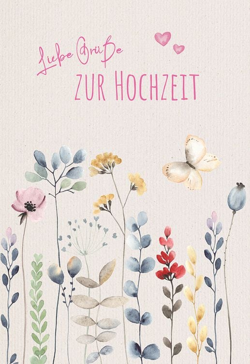 Produktbild: Gru&szlig;karte - Liebe Gr&uuml;&szlig;e zur Hochzeit