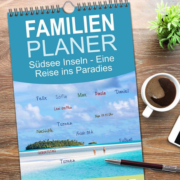 Produktbild: Familienplaner 2026 - S&uuml;dsee Inseln - Eine Reise ins Paradies mit 5 Spalten (Wandkalender, 21 x 45 cm) CALVENDO