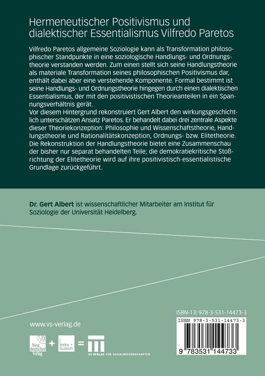 Produktbild: Hermeneutischer Positivismus und dialektischer Essentialismus Vilfredo Paretos