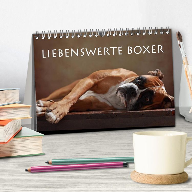 Produktbild: Liebenswerte Boxer (Tischkalender 2026 DIN A5 quer), CALVENDO Monatskalender
