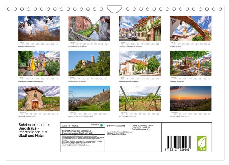 Produktbild: Schriesheim an der Bergstra&szlig;e - Impressionen aus Stadt und Natur (Wandkalender 2026 DIN A4 quer), CALVENDO Monatskalender